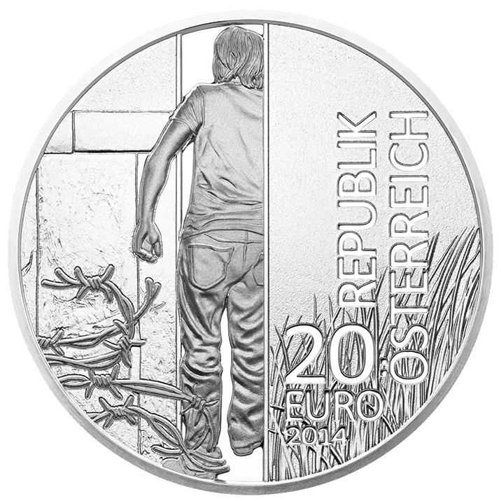 20-euro coin 2014 iron curtain avers