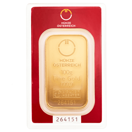 100 gramme gold bar in blisterpack